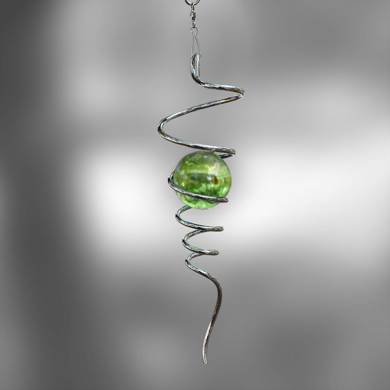 spiral emeral kristallglaskula 5 cm