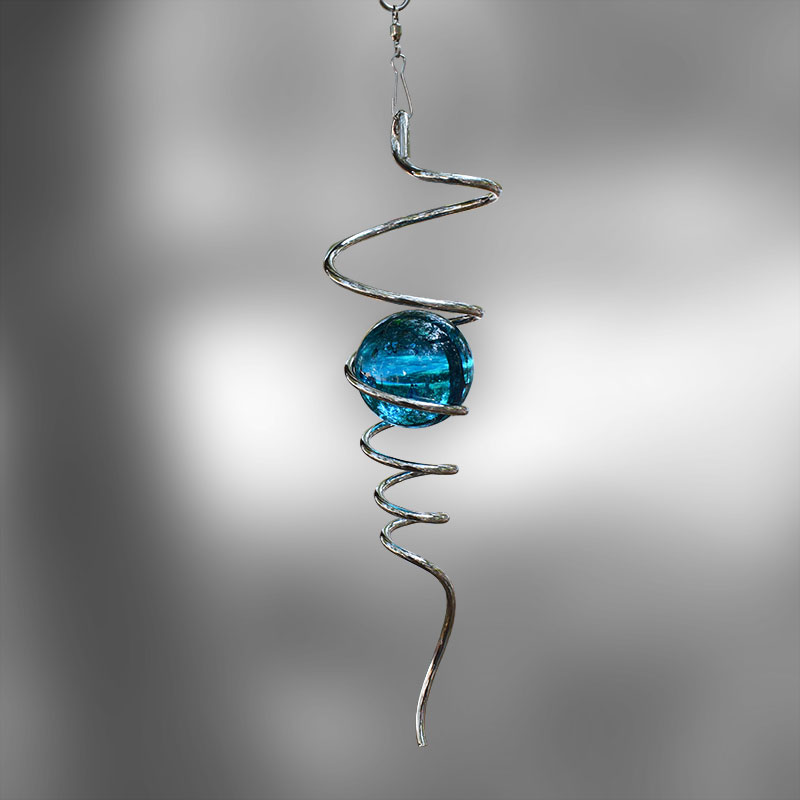 azurblå kristallkula 5 cm i spiral