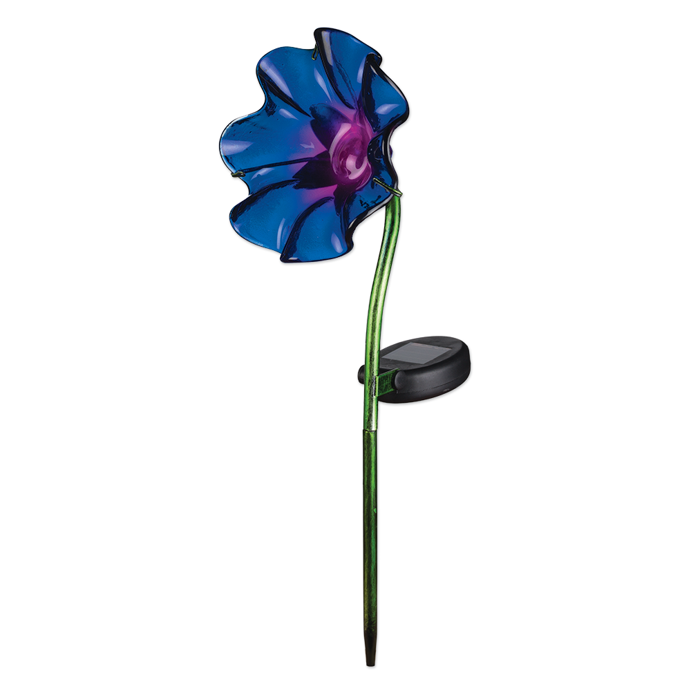 Mini solar glasblomma bl�